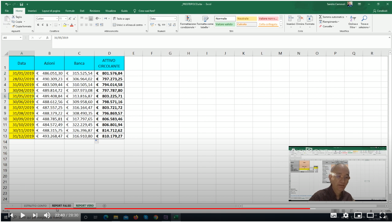 Excel ITA - Lezione 14: 💵💴💶💷 Finanziaria Prestopoco s.p.a. 💵💴💶💷 - Report di Bilancio